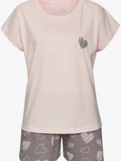 2 pyjamas courts avec imprimé cœurs