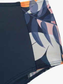 Bas de maillot de bain coloris uni tendance avec empiècements imprimés sur les côtés