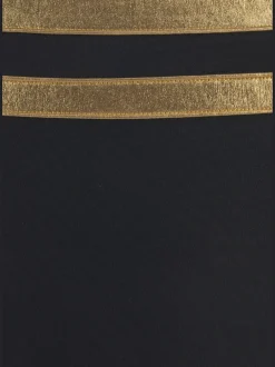 Bas de maillot de bain couleur unie avec empiècements couleur or