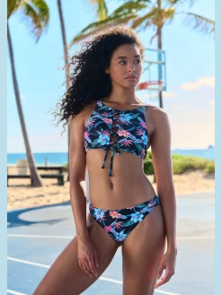 Bas de maillot de bain imprimé, effet de couleur différent pour chaque pièce