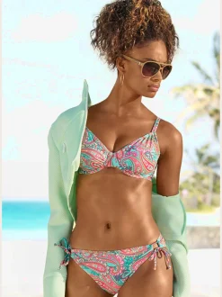 Bas de maillot de bain imprimé, effet de couleur différent pour chaque pièce