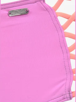 Bas de maillot de bain taille haute design contrasté