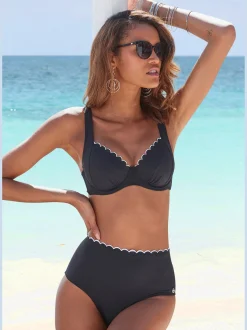 Bas de maillot de bain taille haute double bordure cocotte
