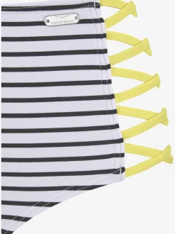 Bas de maillot de bain taille haute look rayé