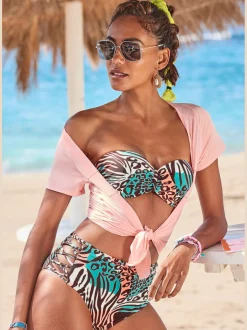 Bas de maillot de bain taille haute imprimé, effet de couleur différent pour chaque pièce