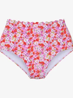 Bas de maillot de bain taille haute bords ondulés au laser