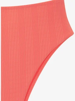 Bas de maillot de bain taille haute matière structurée tendance à rayures