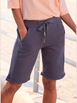 Bermuda en matière sweat large ceinture et coulisse