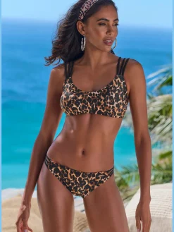 Bikini bustier imprimé léopard tendance