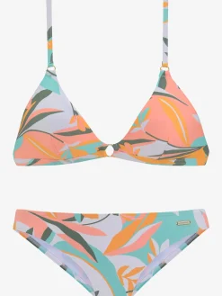Bikini triangle imprimé feuilles abstrait