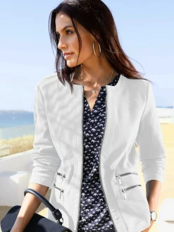 Blazer aspect jean 2 glissières fantaisie poches