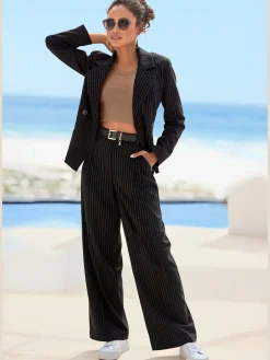 Blazer court blazer femme doublé avec fines rayures