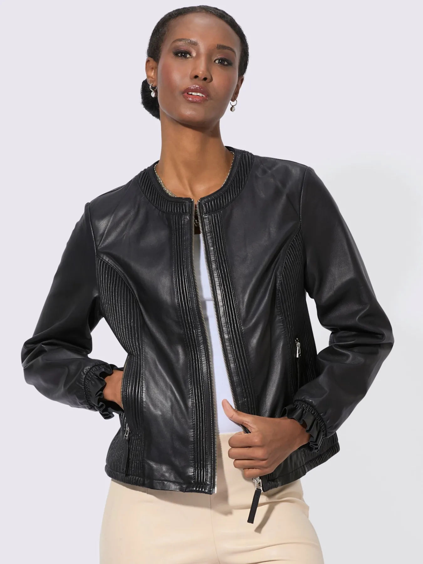 Blazer en cuir pur cuir d'agneau nappa