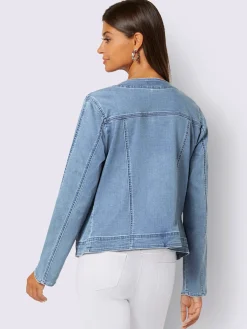 Blazer en jean boutons-pression dissimulés