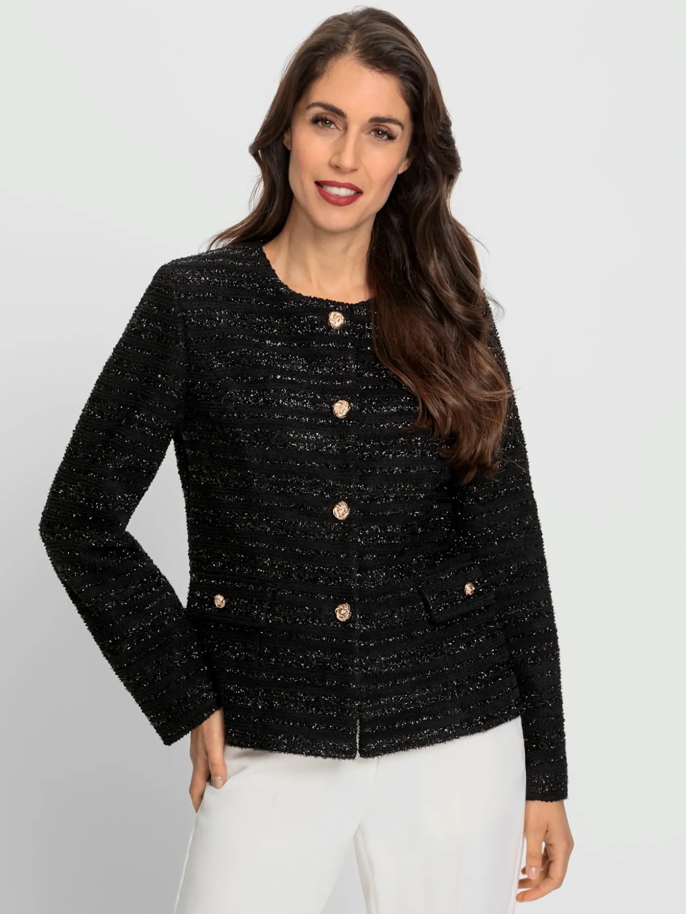 Blazer en jersey boutons fantaisie dorés
