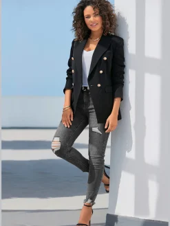 Blazer long blazer classique, col à revers