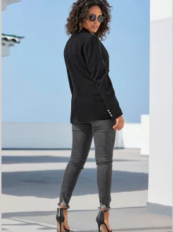 Blazer long blazer classique, col à revers