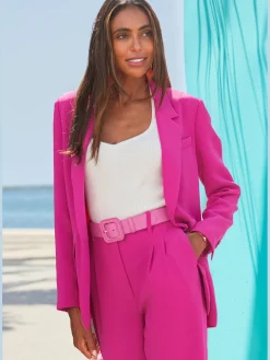 Blazer long blazer femme avec col à revers