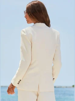 Blazer long blazer femme avec col à revers