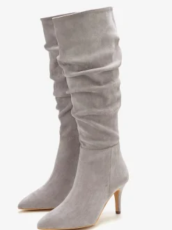 Bottes à glissière fronces tendance avec talon compensé confortable d'env. 8 cm