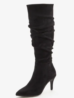 Bottes à glissière fronces tendance avec talon compensé confortable d'env. 8 cm