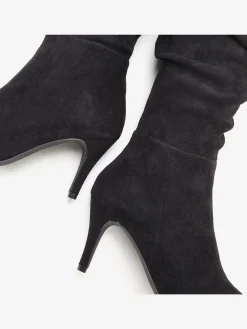 Bottes à glissière fronces tendance avec talon compensé confortable d'env. 8 cm