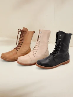 Bottines à lacets cuir nappa de vache