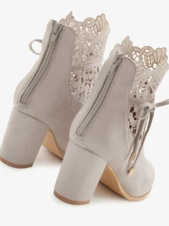 Bottines à talon haut superbe empiècement en dentelle féminin