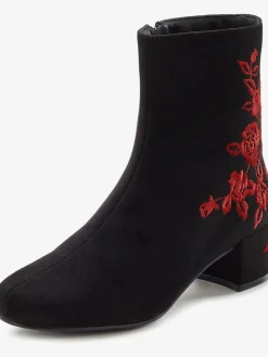 Bottines au motif floral en synthétique velours doux