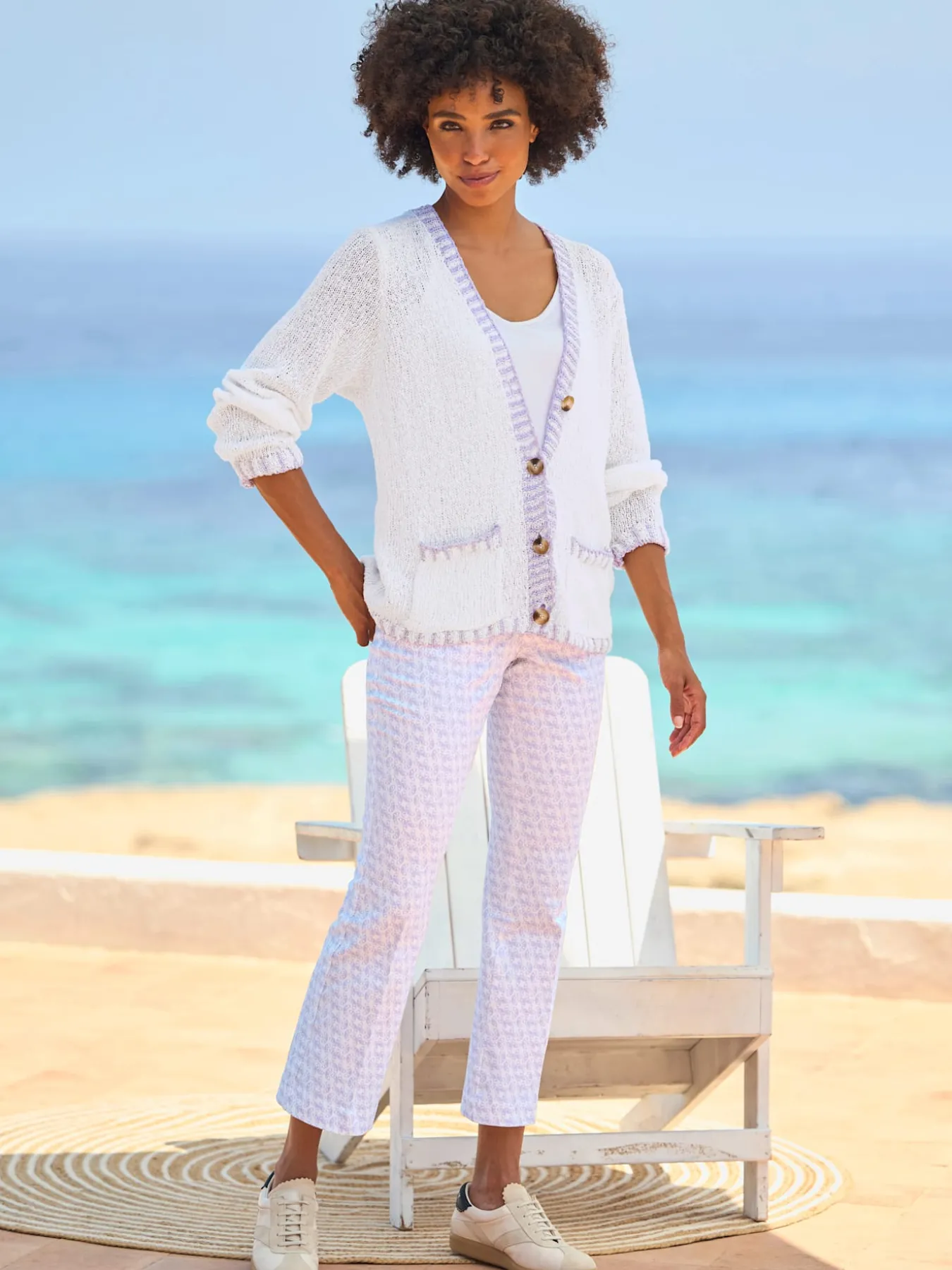 Cardigan détails contrastés