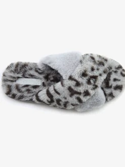 Chaussons imprimé léopard tendance et bande croisée confortable