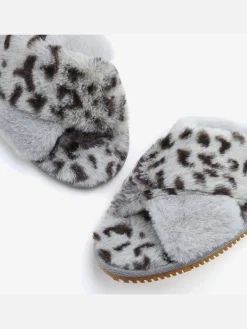 Chaussons imprimé léopard tendance et bande croisée confortable