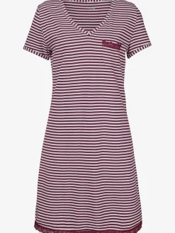 Chemise de nuit rayée avec dentelle