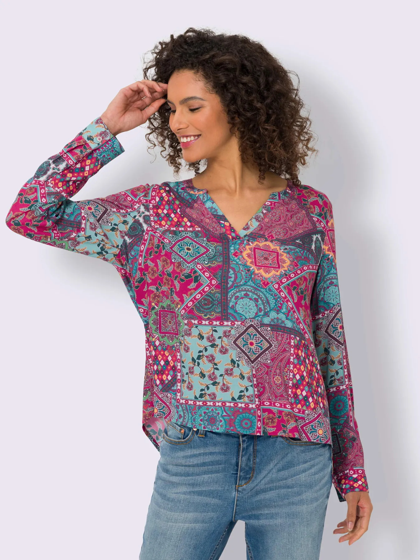 Chemisier à manches longues motif paisley coloré