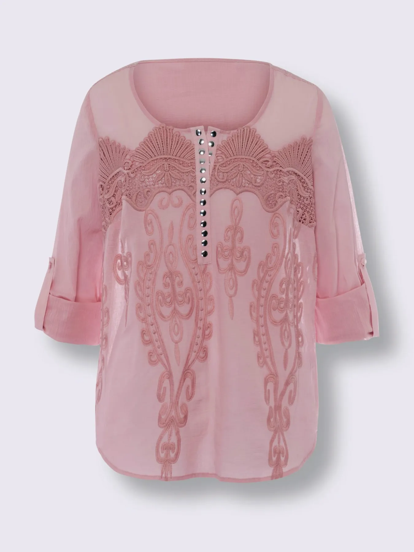Chemisier en coton avec broderie et applications métalliques