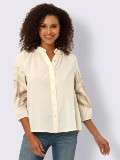 Chemisier en coton broderie avec ourlet ajouré