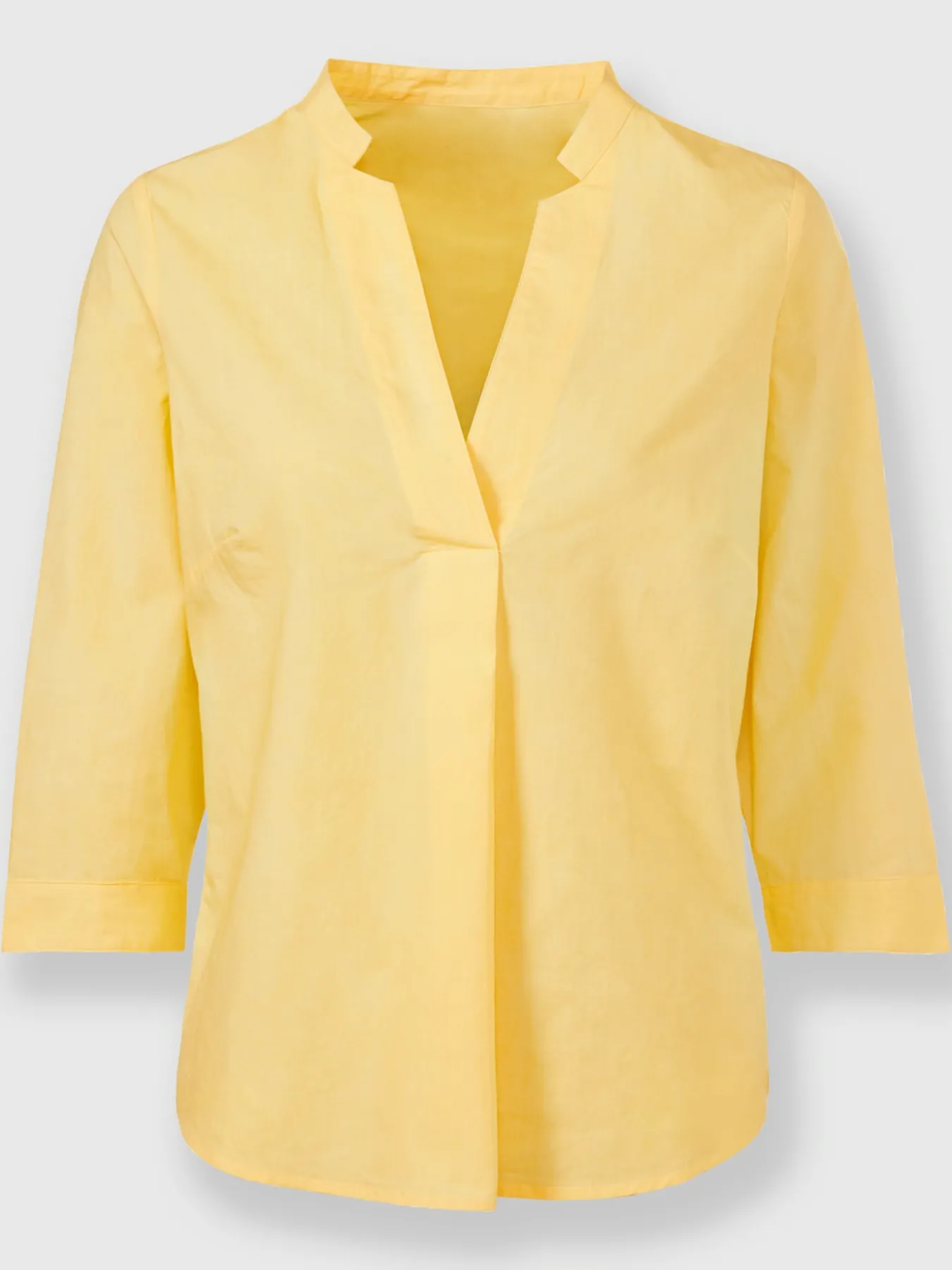 Chemisier en coton joli col montant avec encolure en v