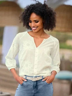 Chemisier en coton superbe broderie ajourée