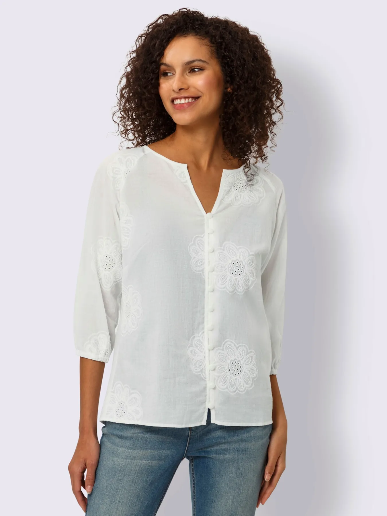 Chemisier en coton superbe broderie ajourée