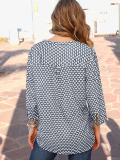 Chemisier femme imprimé col v boutonné