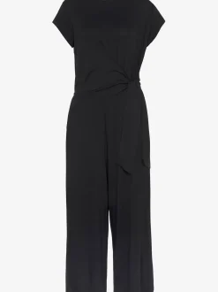 Combinaison pantalon large encolure ronde avec fermeture boutonnée au dos