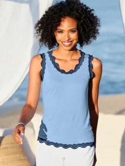 Débardeur bordure en dentelle décorative
