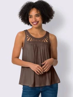 Débardeur dentelle crochetée à l'encolure ronde