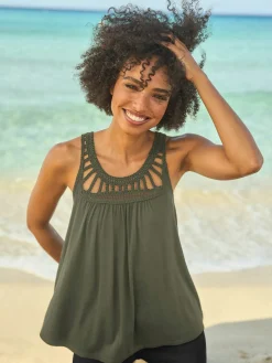 Débardeur dentelle crochetée à l'encolure ronde
