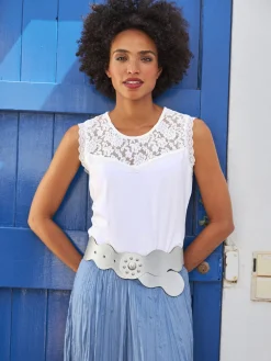 Débardeur en dentelle viscose douce et fluide