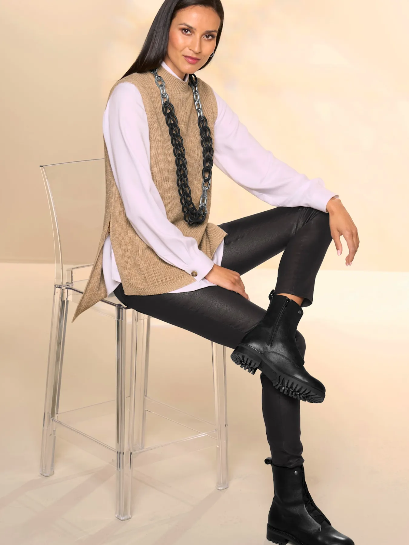 Débardeur en tricot col montant tendance
