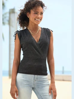 Débardeur en tricot encolure en v aspect superposé