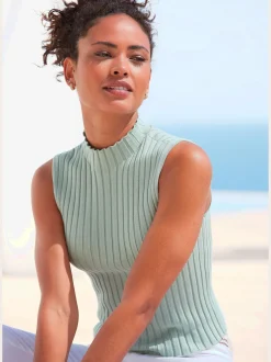 Débardeur en tricot encolure haute