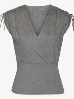 Débardeur en tricot encolure en v aspect superposé