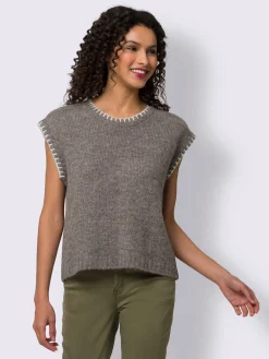 Débardeur en tricot fil moelleux à poils longs
